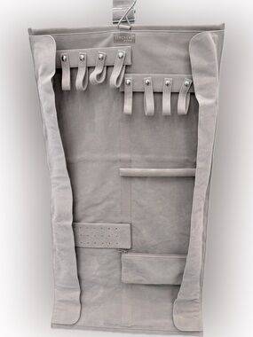 Stackers by LC Designs Hanging Jewelry Organizer Roll Taupe Suede